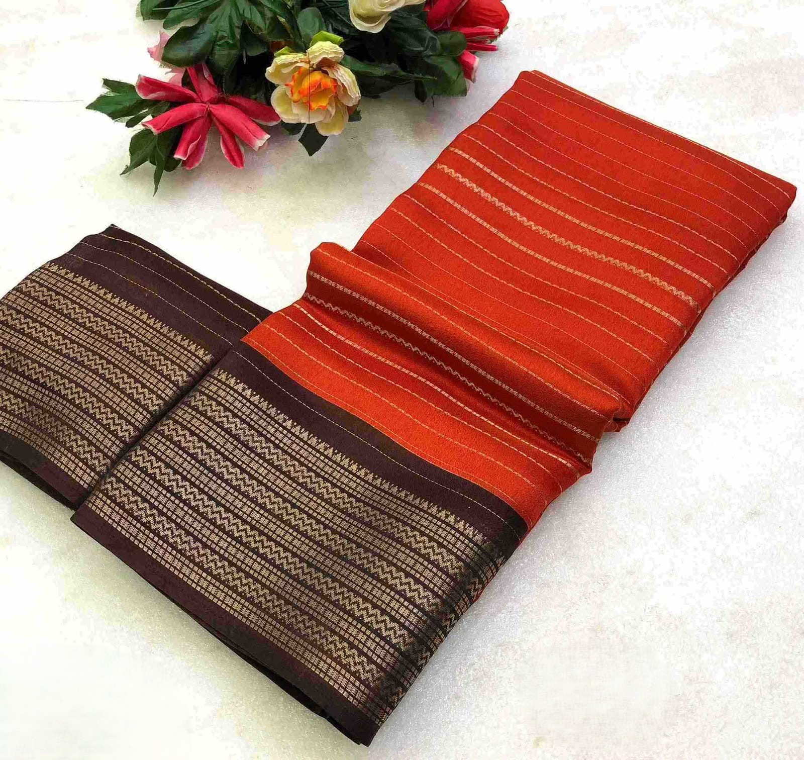 Moss Gold Zari Weaving Dual Shade Jacquard Border Saree